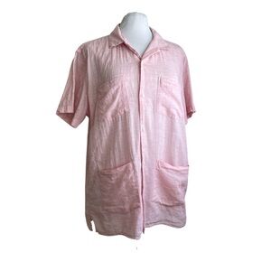 Bonobos Tropical Style Cotton Button Down Short Sleeve Shirt L Light Pink